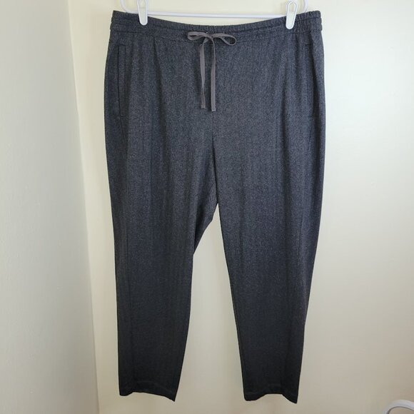 Eileen Fisher Herringbone Recycled Slouchy Pants Gray Drawstring Waist Size L - Picture 2 of 10